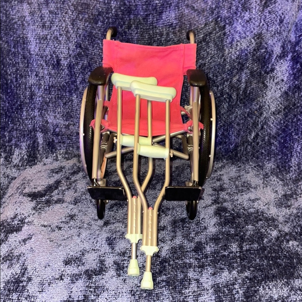 OUR GENERATION Pink Wheelchair with Crutches